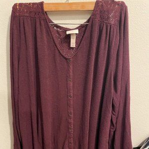 Wild Fable burgundy long sleeve blouse size 2XL